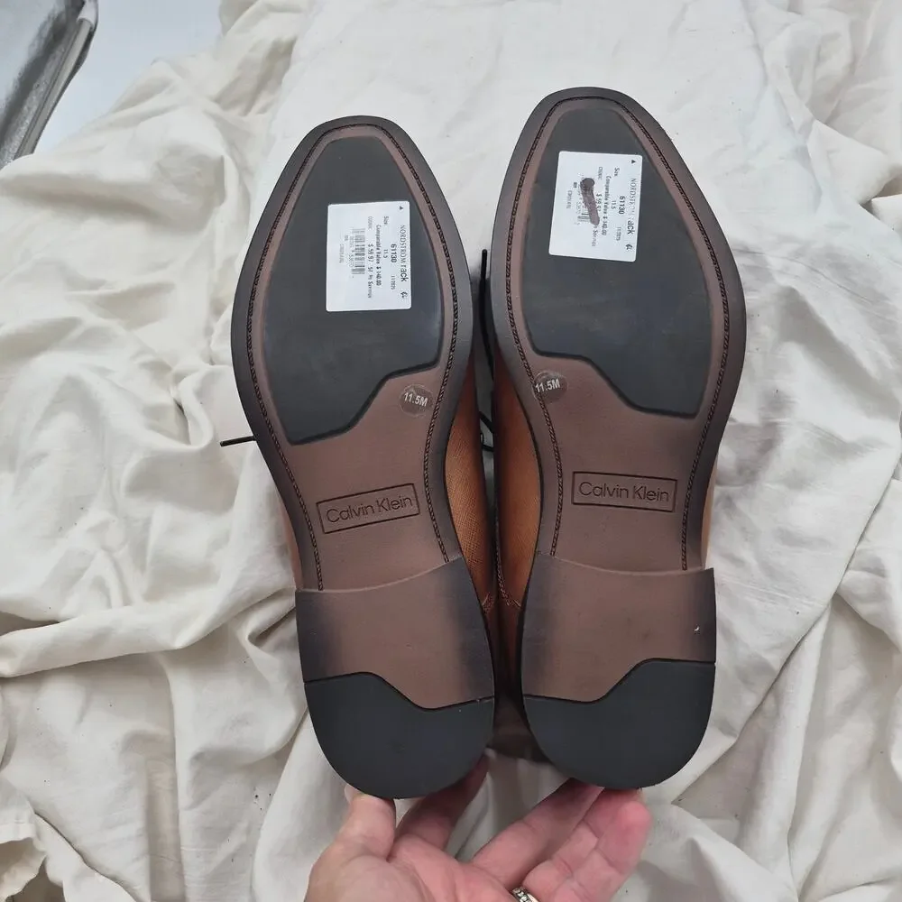 NEW Calvin Klein Leather upper oxfords Loafer burnished brown men's size 11.5